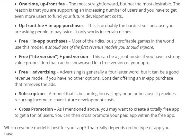 Popularly Used Mobile App Revenue Models