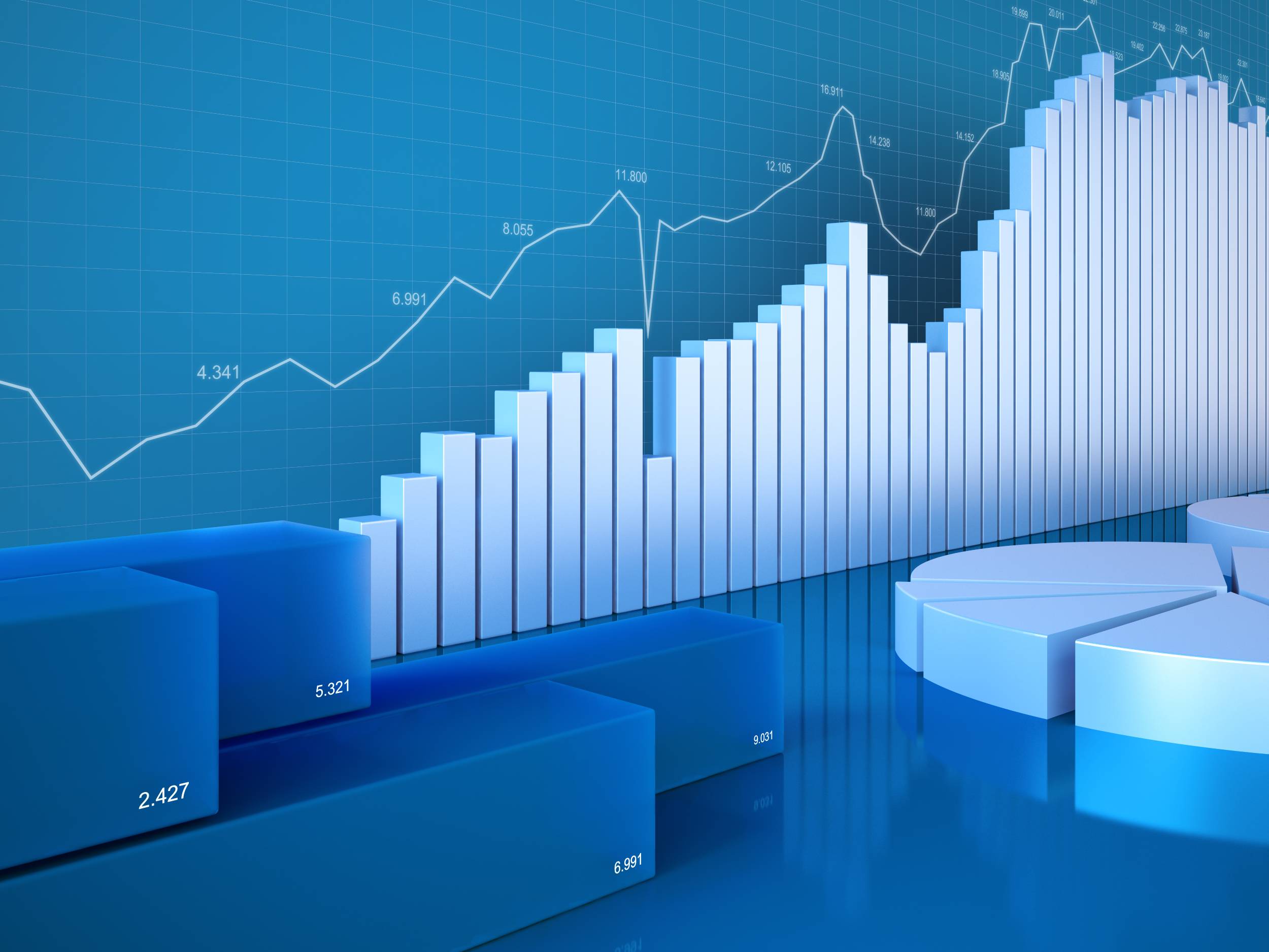 Statistics, Finance, Stock Exchange and Accounting business. 3D Graph, Diagram, chart. Financial annual report illustration