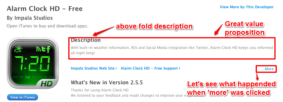 Above Fold Mobile App Description