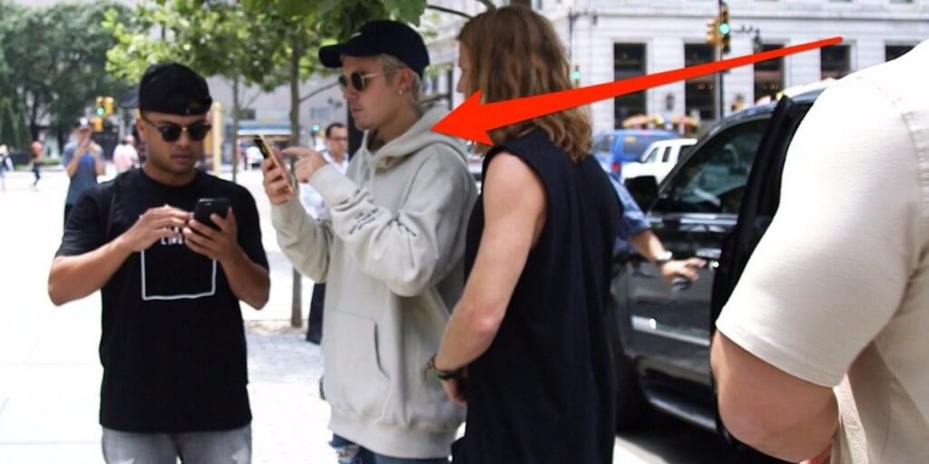 Justin Bieber playing Pokemon Go