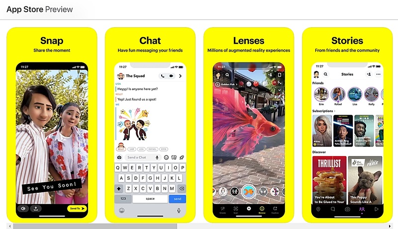 Snapchat App Store mobile app screenshots