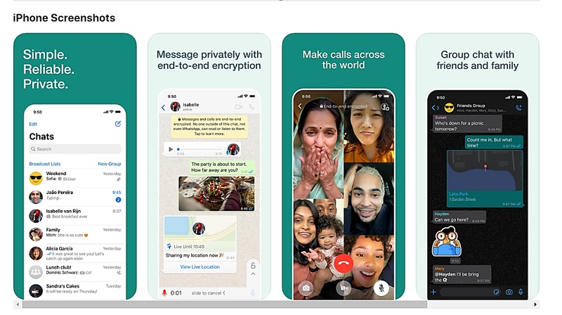 WhatsApp French app screenshots